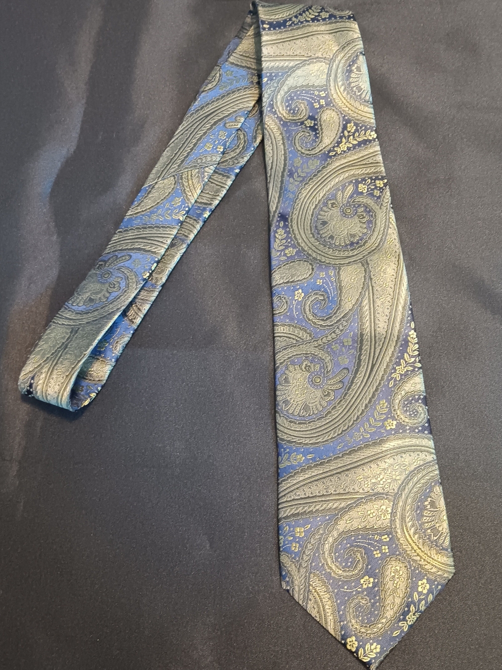 Merona Blue and Gold Paisley Tie